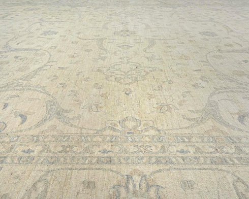 13x19 Zeigler Beige Afghan Hand Knotted Wool Area Rug
